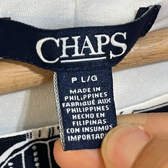 Chaps Women's Sleeveless Twist Knot Dress Petite Large Black White Floral Career - Picture 2 of 7